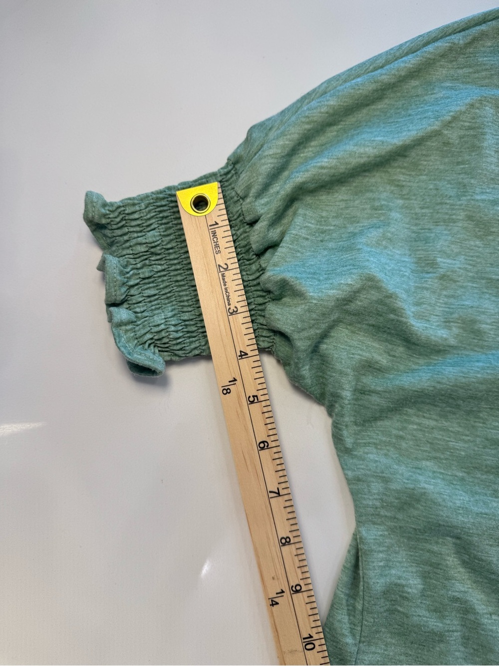 Light Green Smocked Short Sleeve Women's Tee - Picture 7 of 9